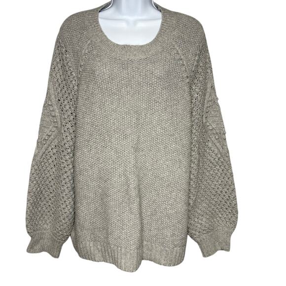 Loft Bobble Knit Wool Blend Neutral Grey Heavyweight Sweater Womens Sz XXL - Picture 1 of 6